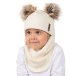 White Merino Wool Double Pom-Pom Balaclava