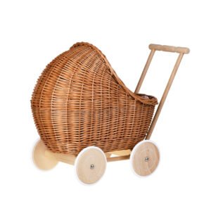 Lili Wicker Doll Pram – Pink Bedding