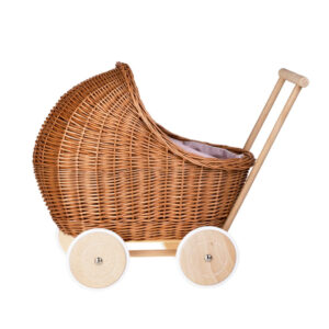 Lili Wicker Doll Pram – Pink Bedding