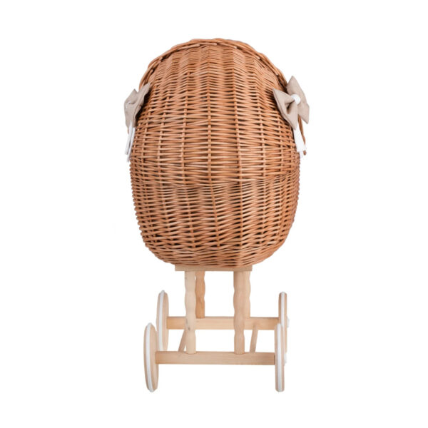 Lena Wicker Doll Stroller – Beige Bedding