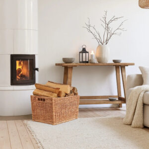 Cervus Wicker Firewood Basket with Handles