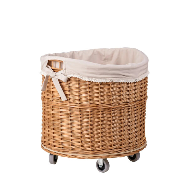Caros Round Wicker Storage Basket on Wheels