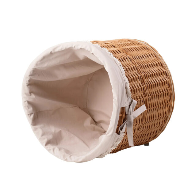 Caros Round Wicker Storage Basket on Wheels