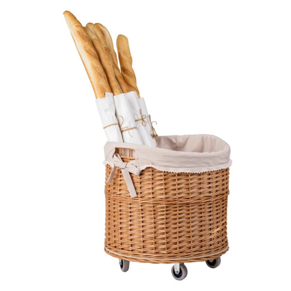 Caros Round Wicker Storage Basket on Wheels