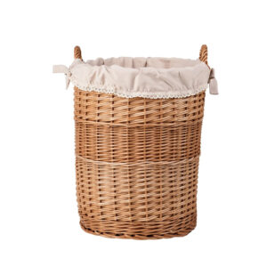 Celia Oval Wicker Storage Basket with Lace Lining