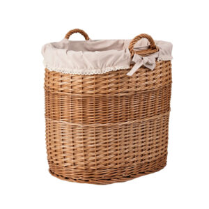 Celia Oval Wicker Storage Basket with Lace Lining