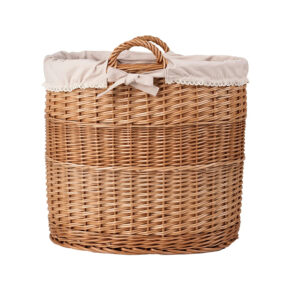 Celia Oval Wicker Storage Basket with Lace Lining