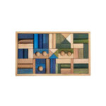 Wooden Blocks in a Box – Cold Colors, 54 Pieces