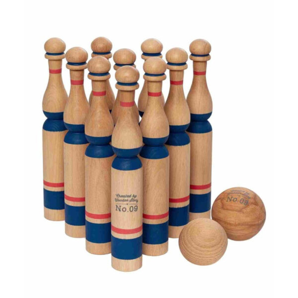 Wooden Bowling Pins – Blue