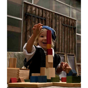 Wooden Blocks in a Box – Warm Colors, 54 Pieces